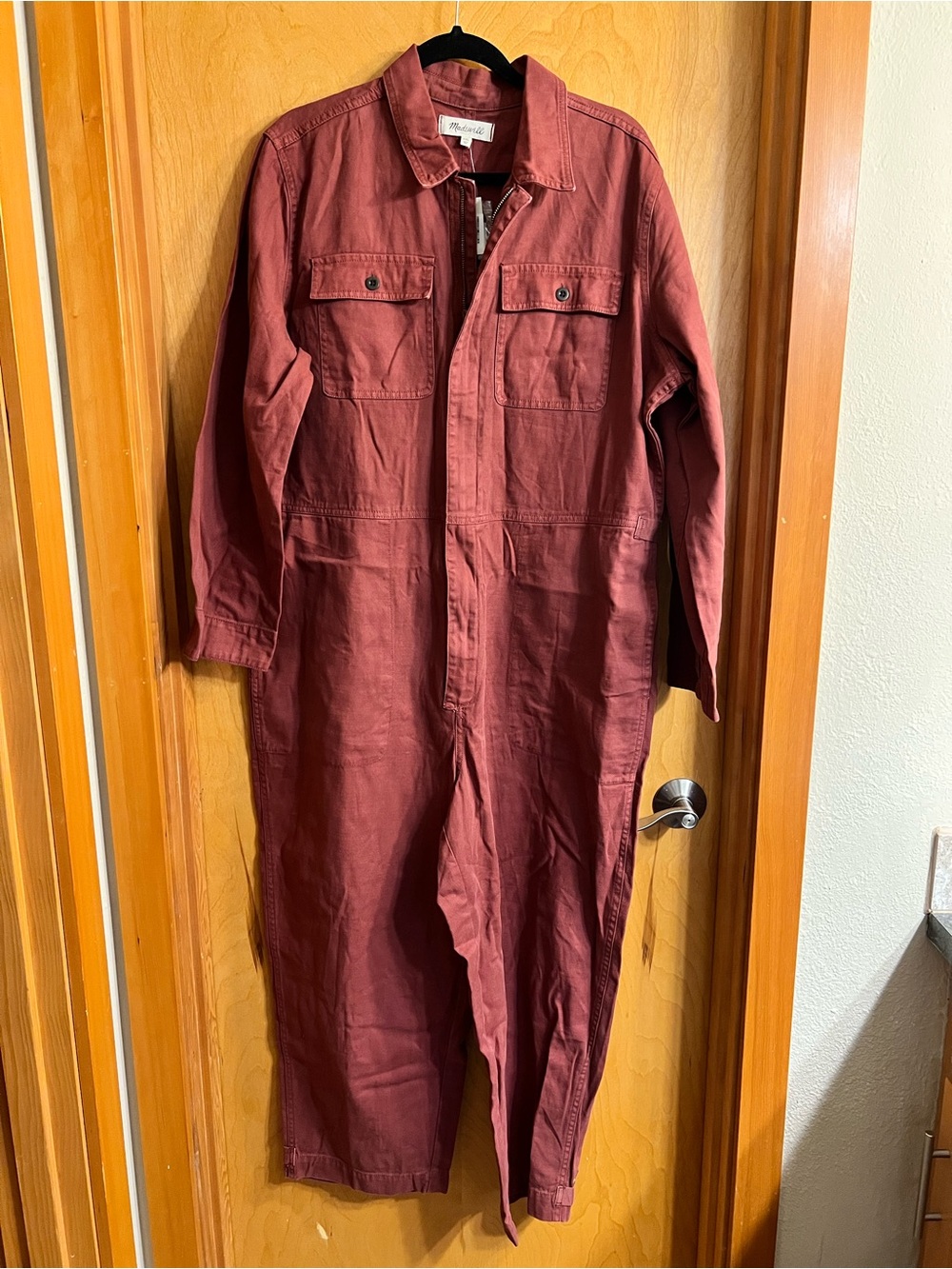 🍷 Madewell Mauve/Plum Zip Front Canvas Utility Jumpsuit NWT - XXL